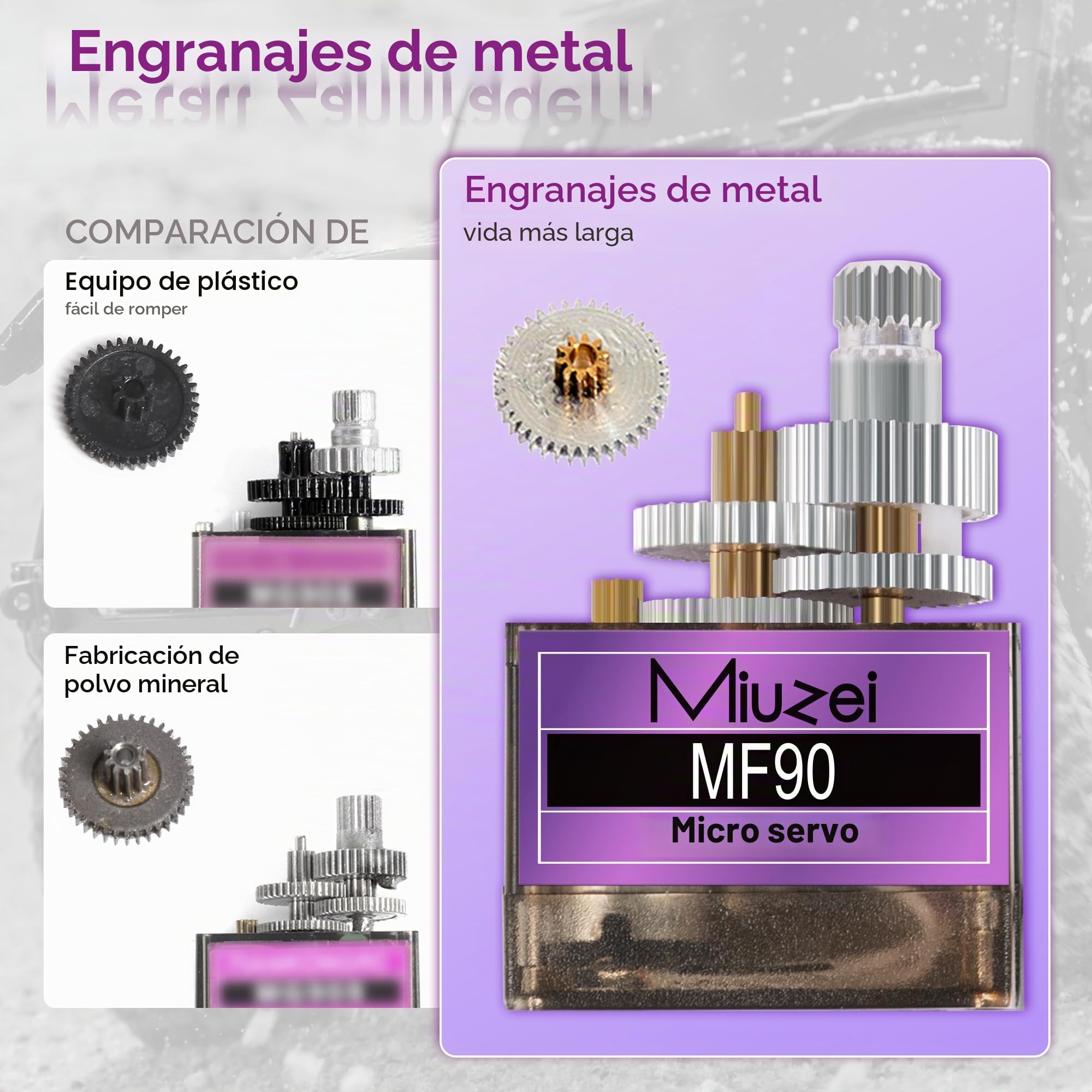 Miuzei Servo Motor Engranajes de Metal 10 Piezas RC 9G Micro Servo 180 Grados Mini Motor para Arduino Modelo Brazo Robot Avión 1/10 1/8 Coche Barco con Cable Servo Cuerno