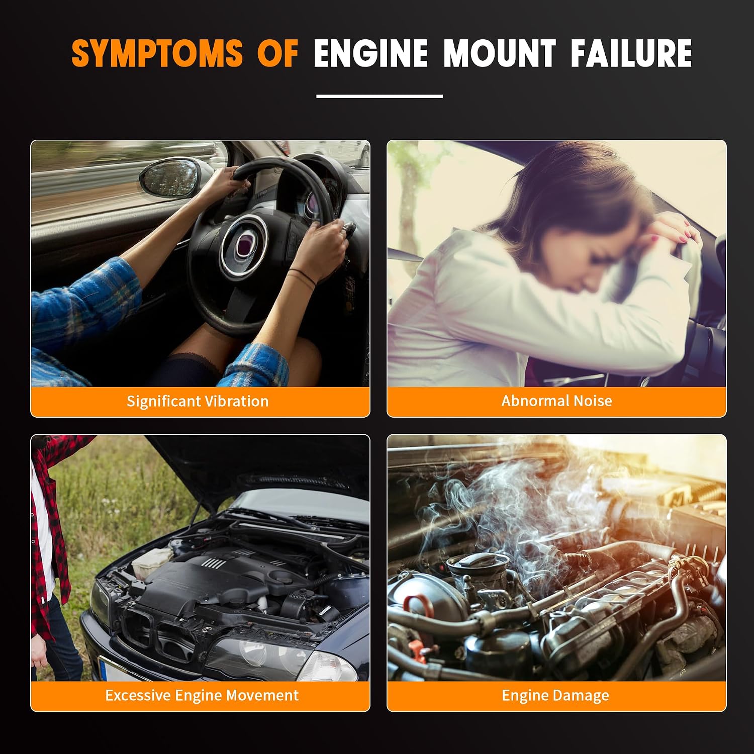 A45006 9963 Rear Lower Side Torque Strut Mount Compatible with Honda Civic 2016-2019 1.5L, For Honda Civic 2016-2019 2.0L Replace 50890-TBA-A82 EM7324 GP9963
