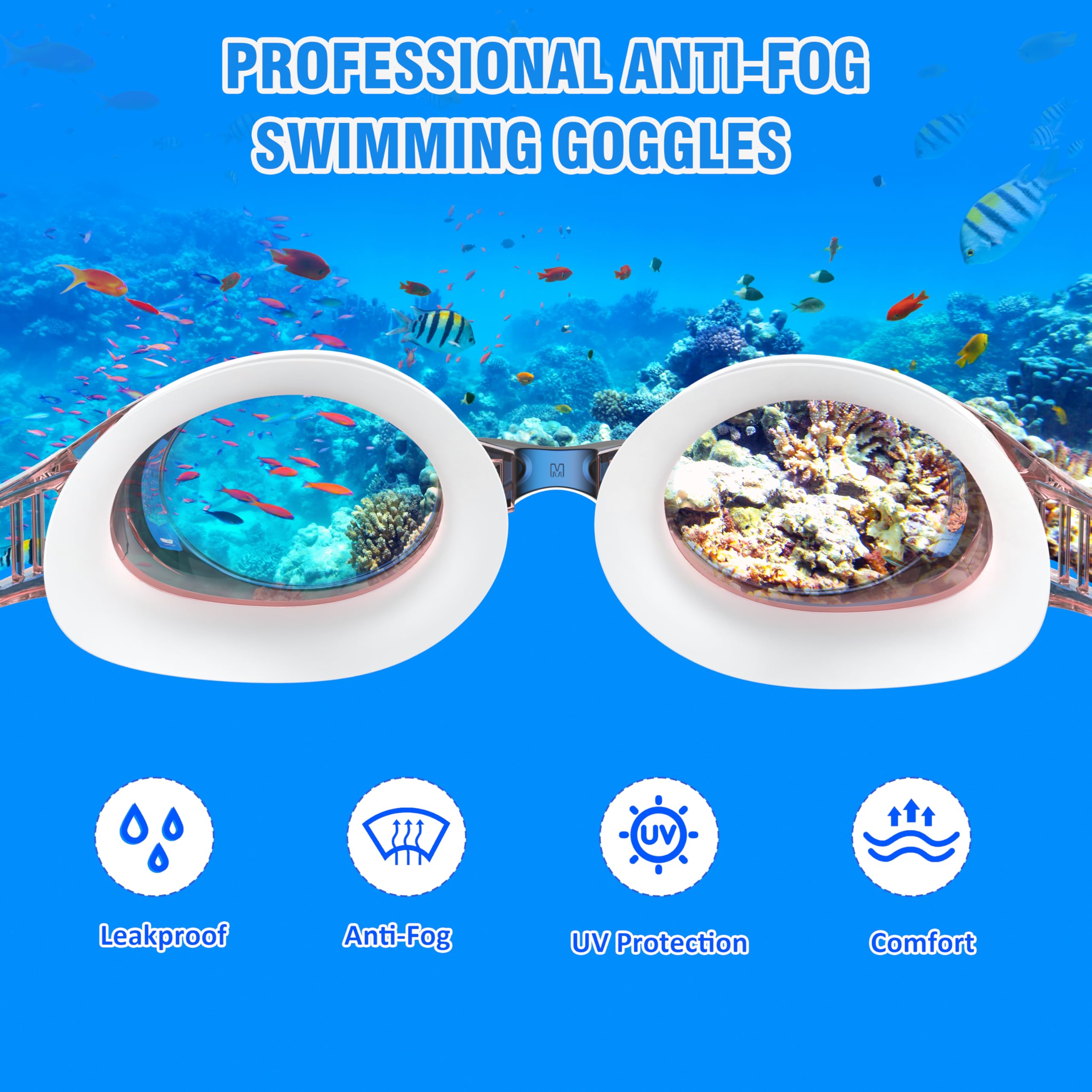 Gafas Piscina Para Adultos - Aguas Abiertas Anti-Vaho ProteccióN UV Impermeables VisióN Clara - Ajuste FáCil Gafas Natacion Hombres Mujeres JóVenes
