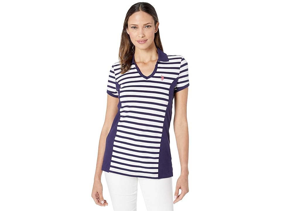 

U.S. POLO ASSN. Stripe Side Seam Polo (Evening Blue) Women's Clothing