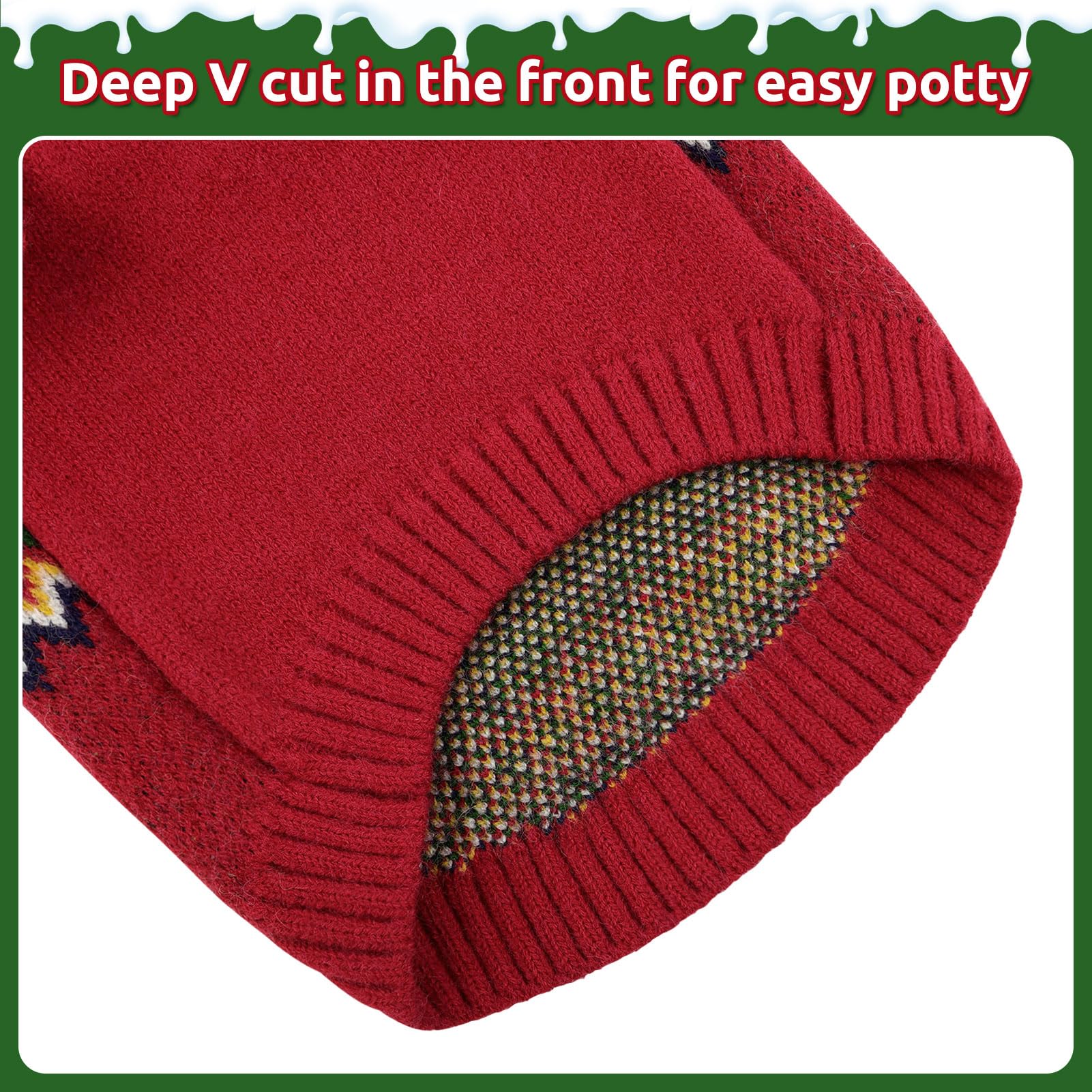 KONVINIT Jersey para Perros Navideño - Suéter de Navidad Perro Cuello Alto - Ropa Perro Invierno Cálida Tejido de Punto - Abrigos para Perros Xmas - para Mascotas Pequeñas y Medianas
