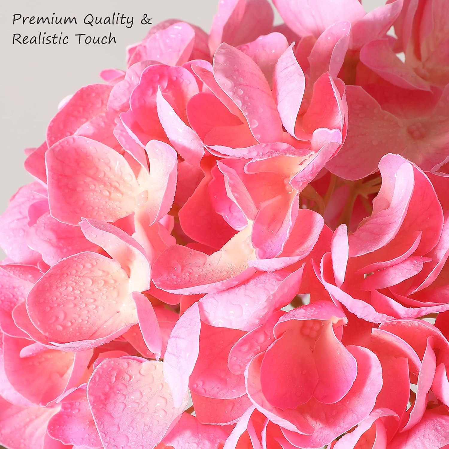 3Pcs Hydrangea Artificial Flowers, 22.44" Real Touch Latex Faux Hydrangea with Long Stems & Leaves for Home Office Decor or Wedding, Party, Centerpieces, Floral Arrangements (Pink) - Image 3