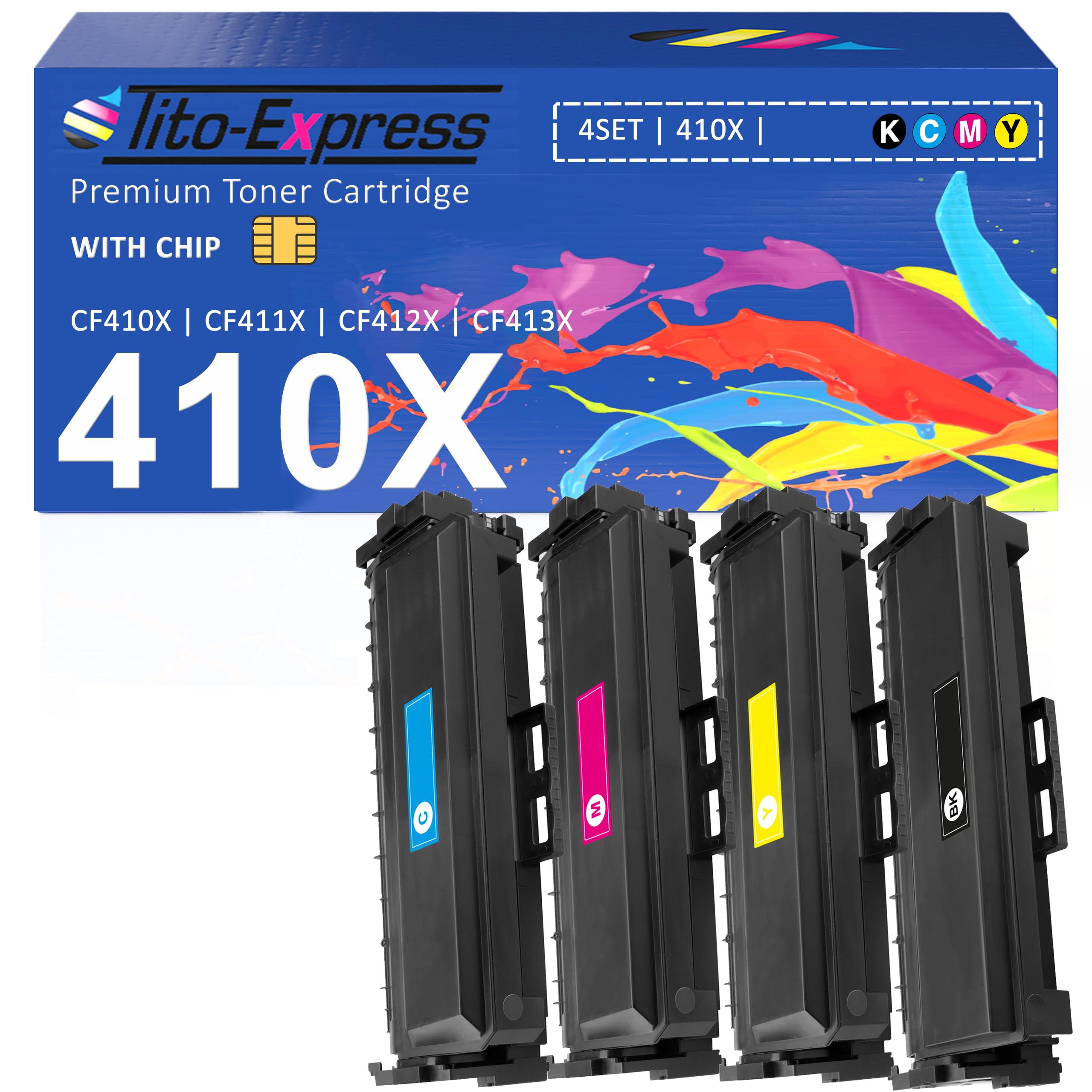 410X 410A XL compatibile con toner HP Color LaserJet Pro M452 M452dn M452dw M452nw MFP M377dw M477fdn M477fdw M477fnw M477 per HP CF410X CF411X CF412X CF413 X Set Schwarz, Magenta, Magenta, giallo