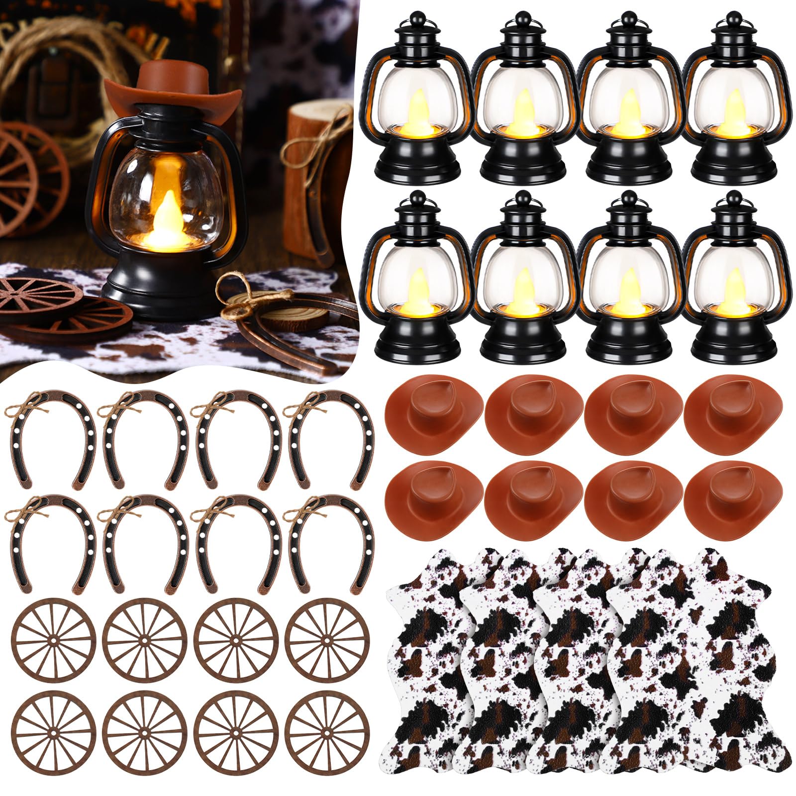 Country Christmas Ornaments Western Centerpieces ROCEEI 72 Pcs Western  Theme Party Decorations 4\\\, image size:1600x1600