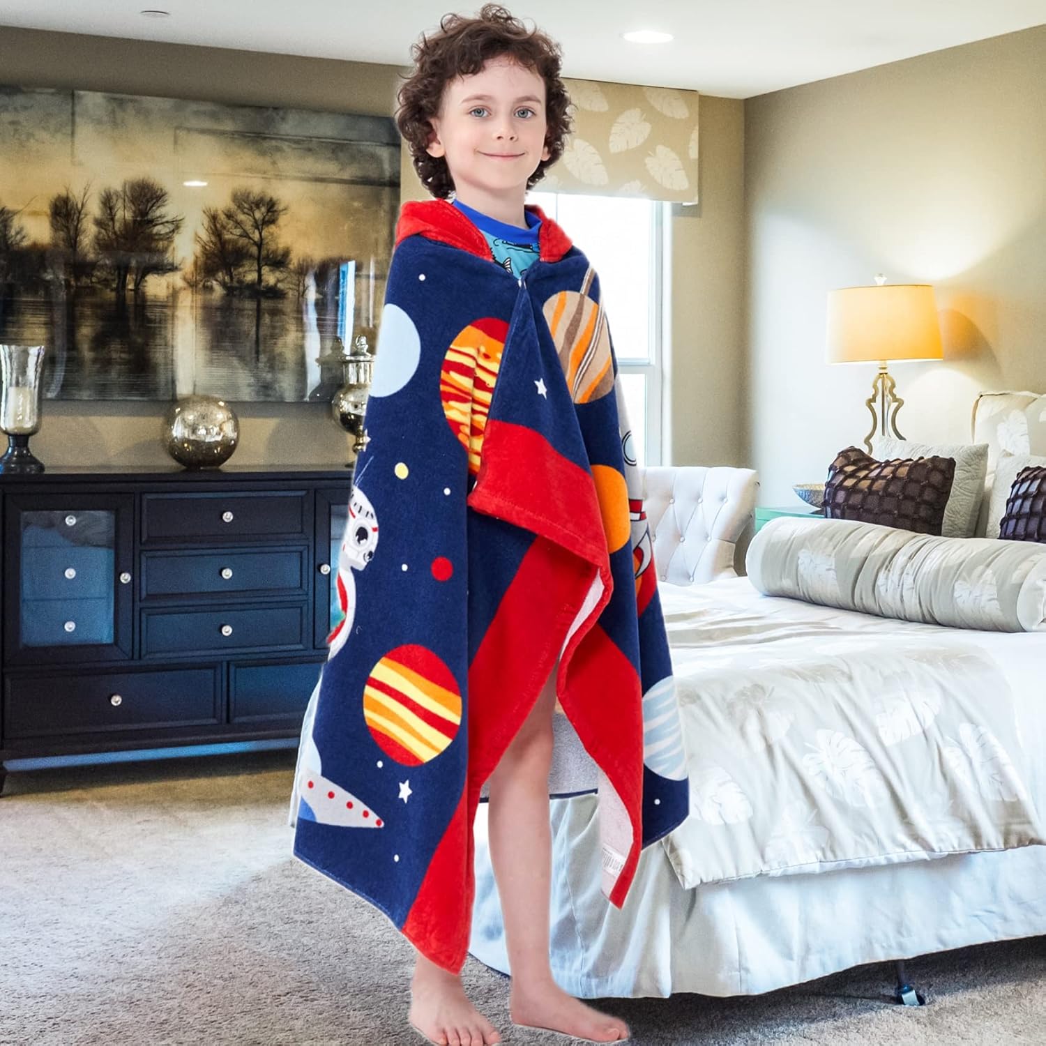 Kids Bath Towels, Kids Towel Girls Boys Hooded Beach,Bathroom,Pool Swim Towels 30 × 50 INCH Large Size Ultra Absorbent Cute Cartoon Animal Full Vitality 100% Cotton Wearable Wrap for Child - Image 2