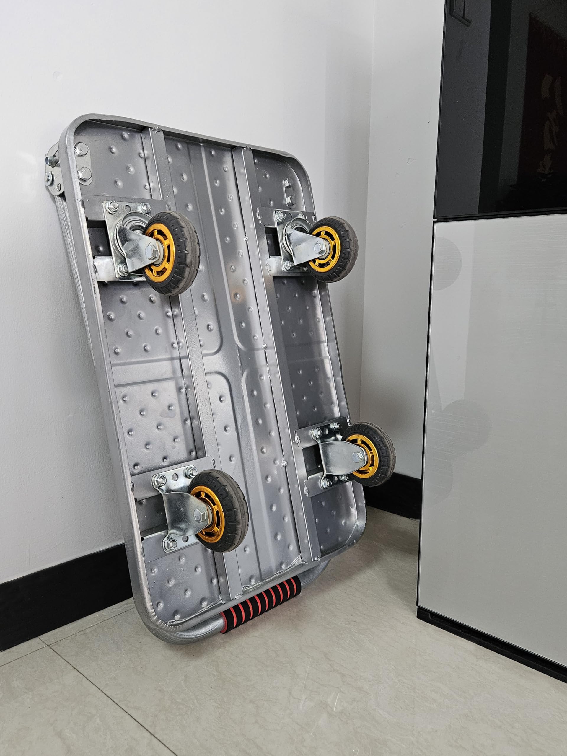 Carro Plegable con Plataforma,500kg Carro de Transporte Industrial,Plataforma Rodante de Acer con Ruedas de Goma TPR,para Carga y Almacenamiento(Size:90x60cm)