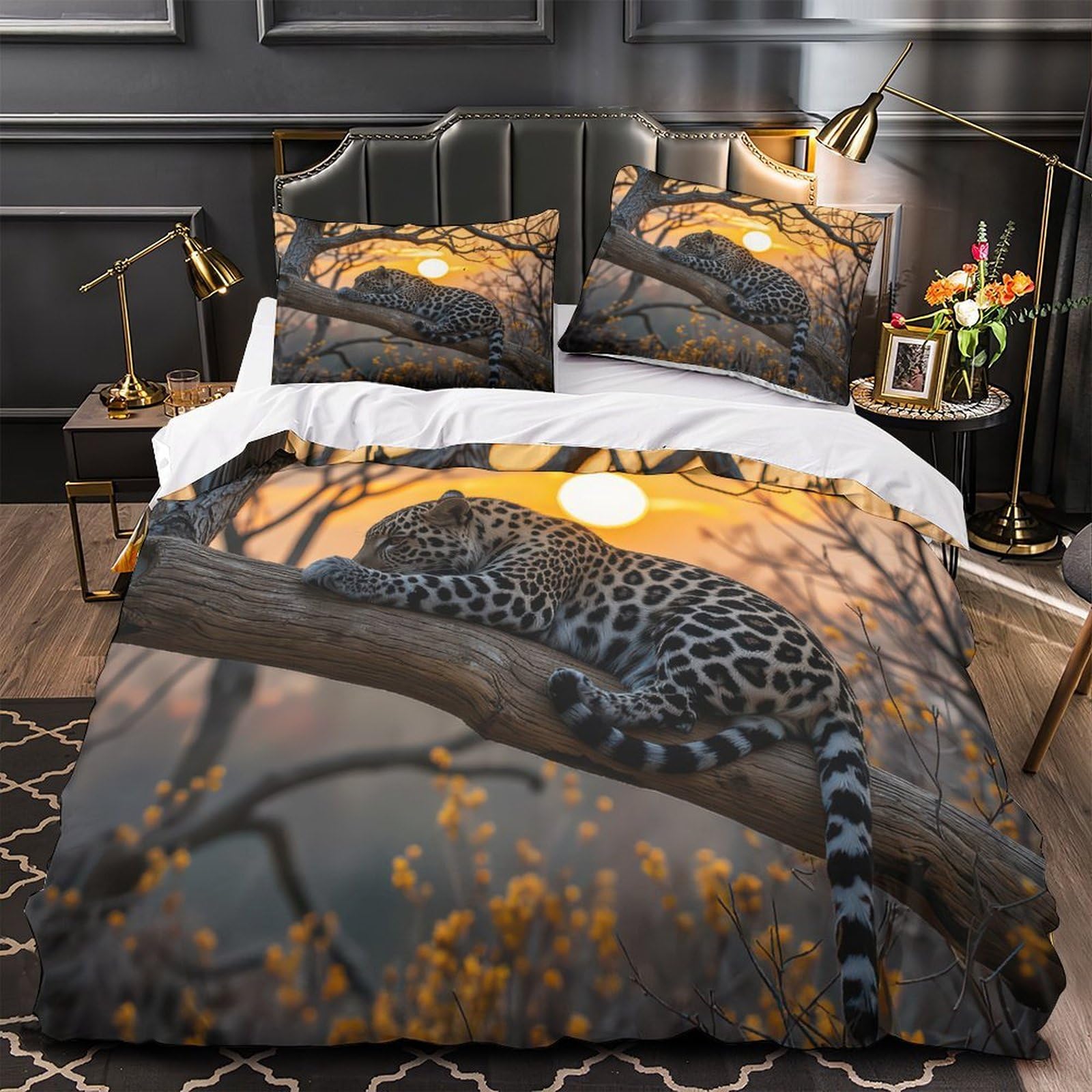 Housse de couette botanique super king en microfibre douce