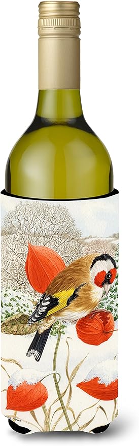Caroline's Treasures European Goldfinch Wine Bottle Koozie Hugger - Thumbnail 4
