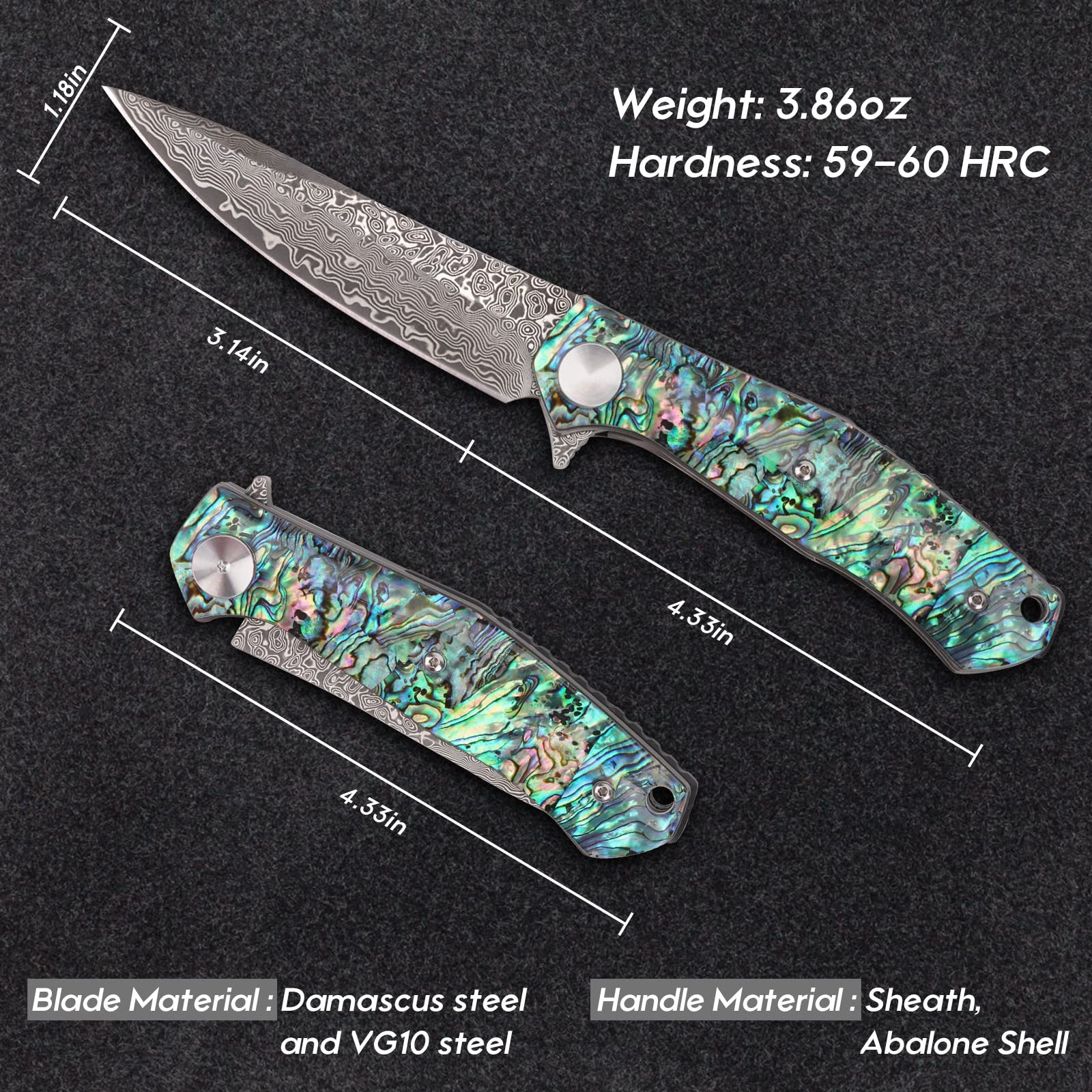 Buy Benkey Damascus Steel Folding Pocket Knife with Clip, Sharp EDC