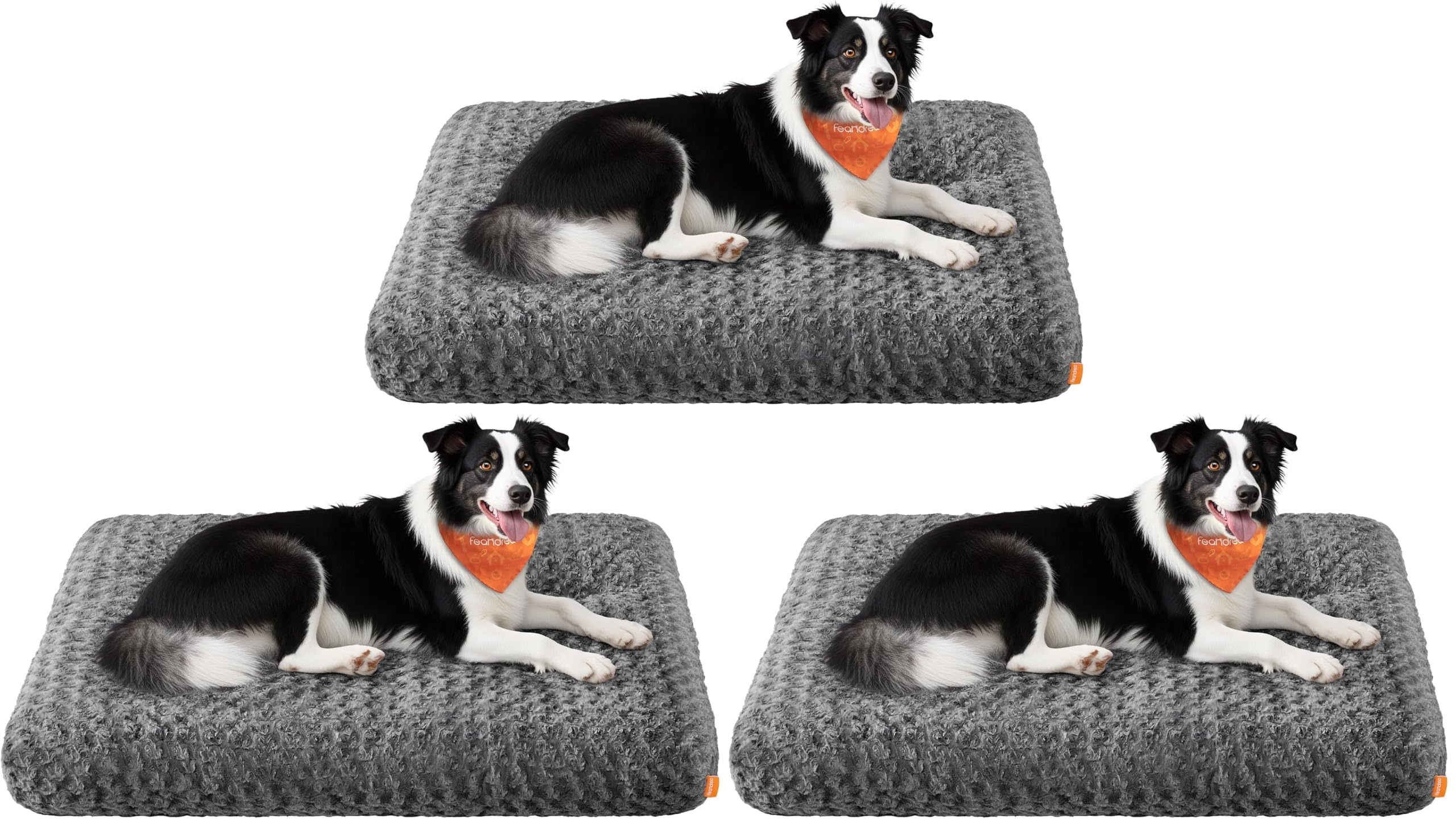 Feandrea Hundebett, 110 x 74 cm, weiche Polsterung, waschbar, rutschfest (Packung mit 3)