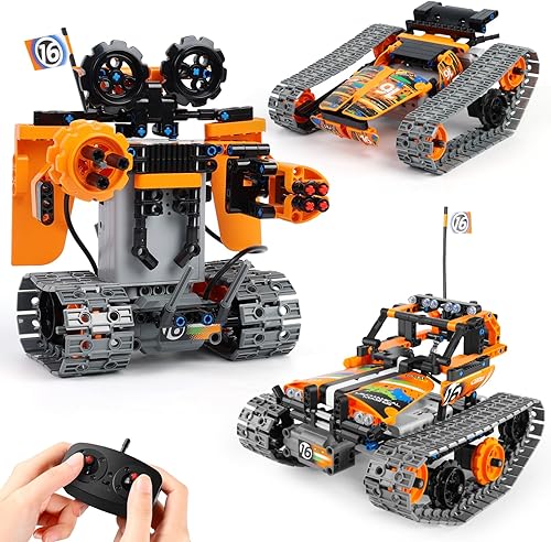 Juguetes de construcción STEM regalos para niños de 8 a 12 años de edad con control remoto y aplicación de control remoto y kit de tanque de robot