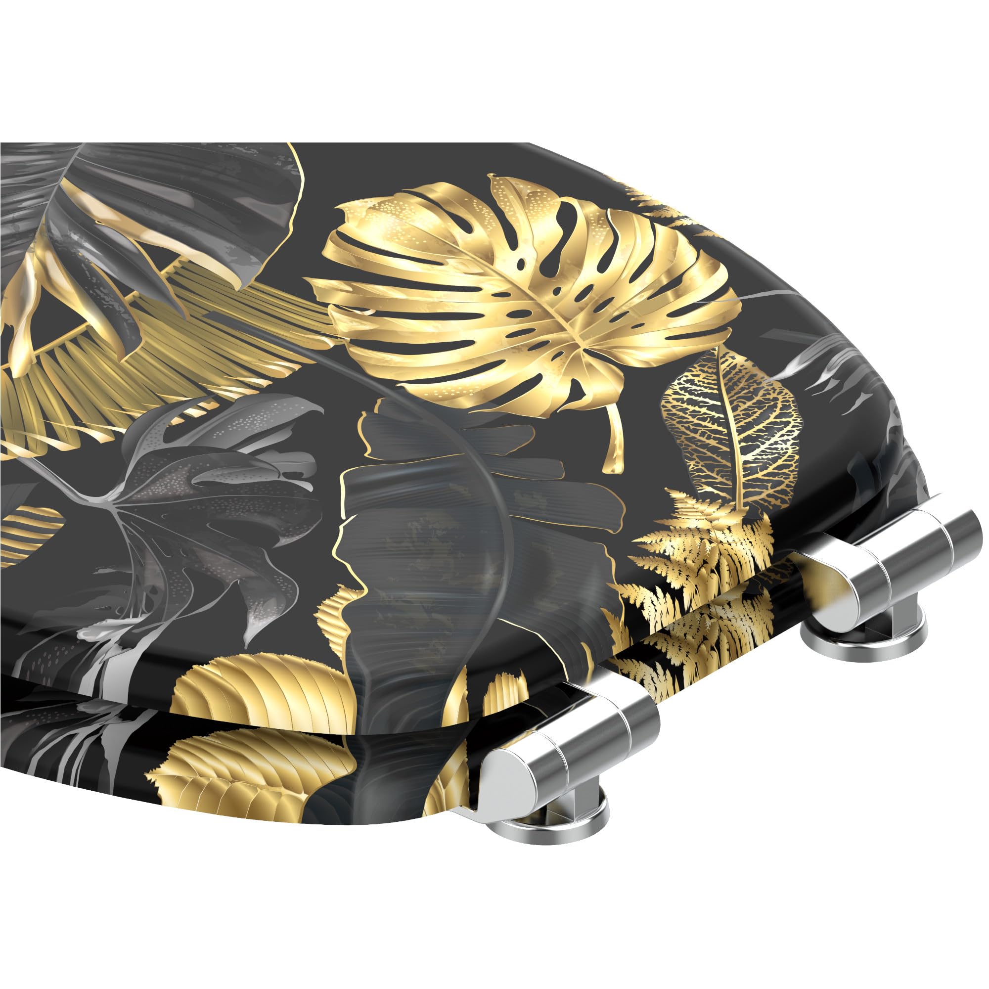 Sanilo Tapa de inodoro con sistema de bajada automático, muchos asientos para WC nuevos a escoger, montaje sencillo, bisagras estables (Golden Leaves)