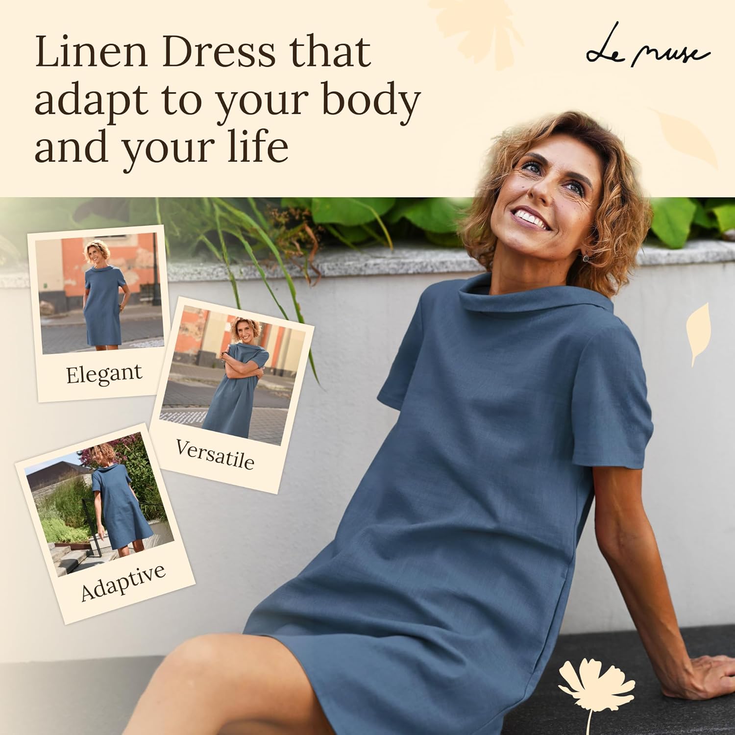 LeMuse Women’s Linen A-Line Dress – Short Sleeve Above The Knee Casual Dress with Pockets, Lightweight - All-Seasons Wear - Image 2