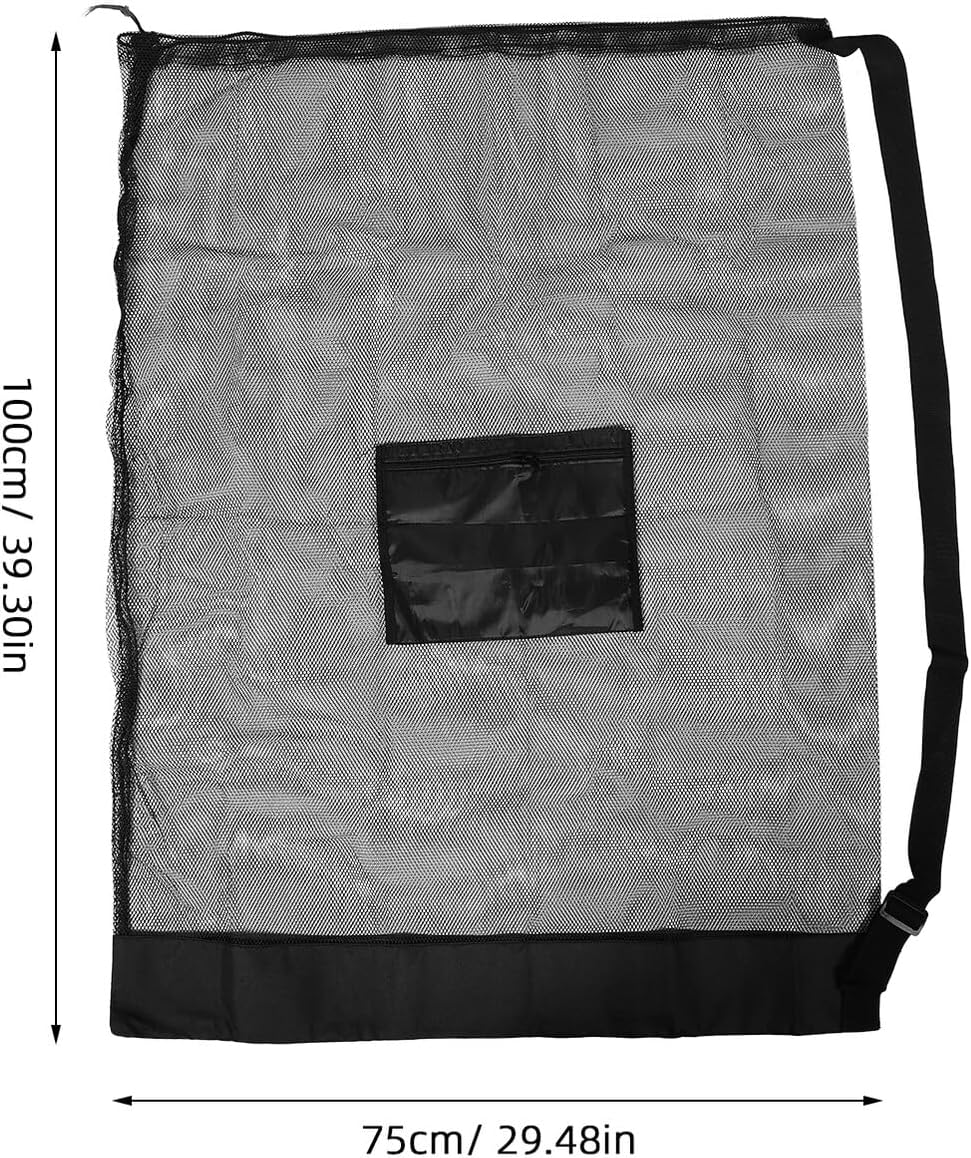 Heavy Duty Mesh Sports Ball Storage Bag with Drawstring Closure and Single Shoulder Strap, Large Capacity Basketball Volleyball Soccer Carrier for Outdoor Team Sports Equipment