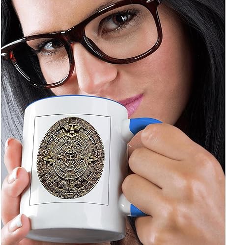 Miniatura 2 de 3dRose mug_60664_6 "Mayan Calendar" - Taza azul de dos tonos, 11 onzas, multicolor