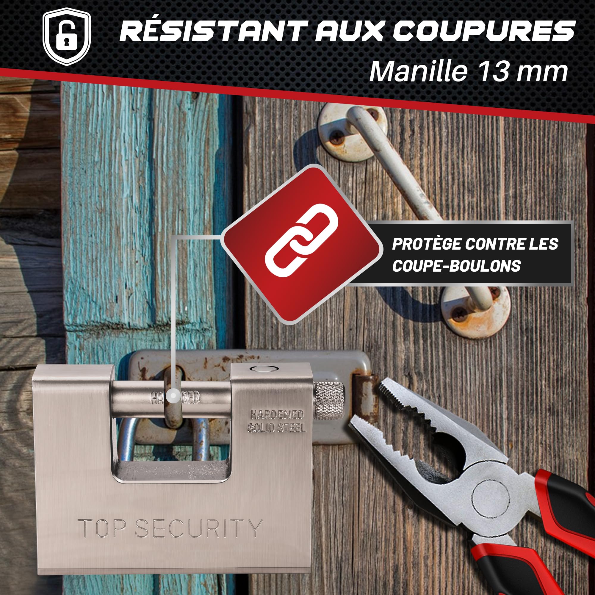 Cadenas robuste de 94 mm avec 5 clés, Cadenas Clé avec anse solide en acier trempé de 12,7 mm d'épaisseur, Cadenas à Clé de sécurité antivol résistant à la corrosion pour conteneurs d'expédition