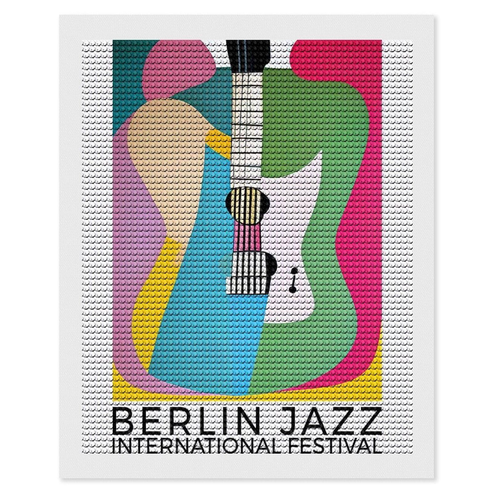 Junmoney Berlin Jazz Festival Diamond Painting Canvas Set 16"x20", Satisfying Creative Project, Easy to Follow Symbols, Fun Craft Experience