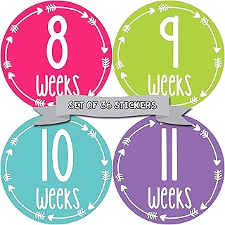 Pregnancy Weekly Belly Growth Stickers - Week to Week Pregnant Expecting Photo Prop - Maternity Keepsake - Baby Bump - Large Set of 36 Weekly Photo Sticker