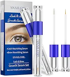 Kean Beauty Conjunto de soro para crescimento de cílios e sobrancelhas – Fórmula natural de biotina para melhorar cílios e sobrancelhas – 3 ml x 2 – Fórmula suave para pele sensível, nutritiva e