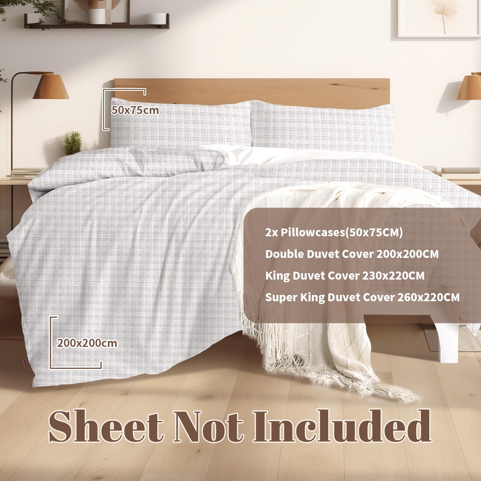 REDSSEN 3 Side Opening Duvet Covers Set, 400TC Organic Cotton, 3 pieces with Duvet Cover, Two Pillowcases - Image 2