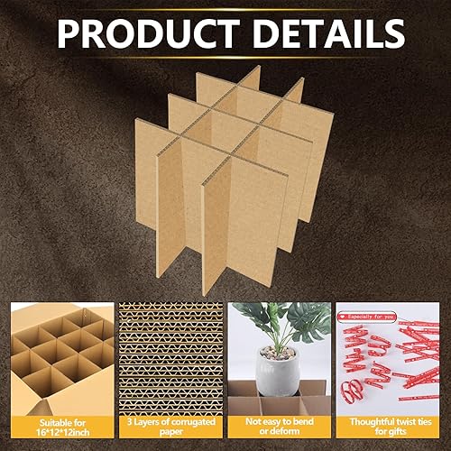 Miniatura 5 de 2 juegos de separadores de vidrio para mudanza, embalaje de platos, cajas de mudanza de cocina, con 24 bolsas de espuma que cabe en caja de 16 x 12