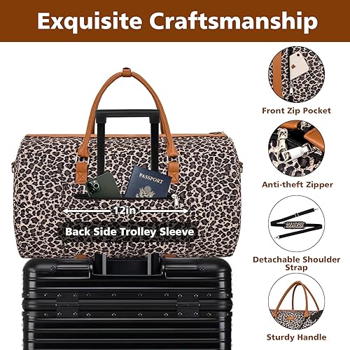 Miniatura 3 de Bolsa de ropa para viajes con bolsa de aseo convertible, bolsa de mano para fin de semana, bolsas de viaje grandes para mujeres, 2 en 1, maleta