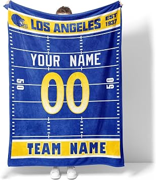 ANTKING Los Angeles R Blanket for Men Women Boy Gifts Custom Name and Number Throw Blanket