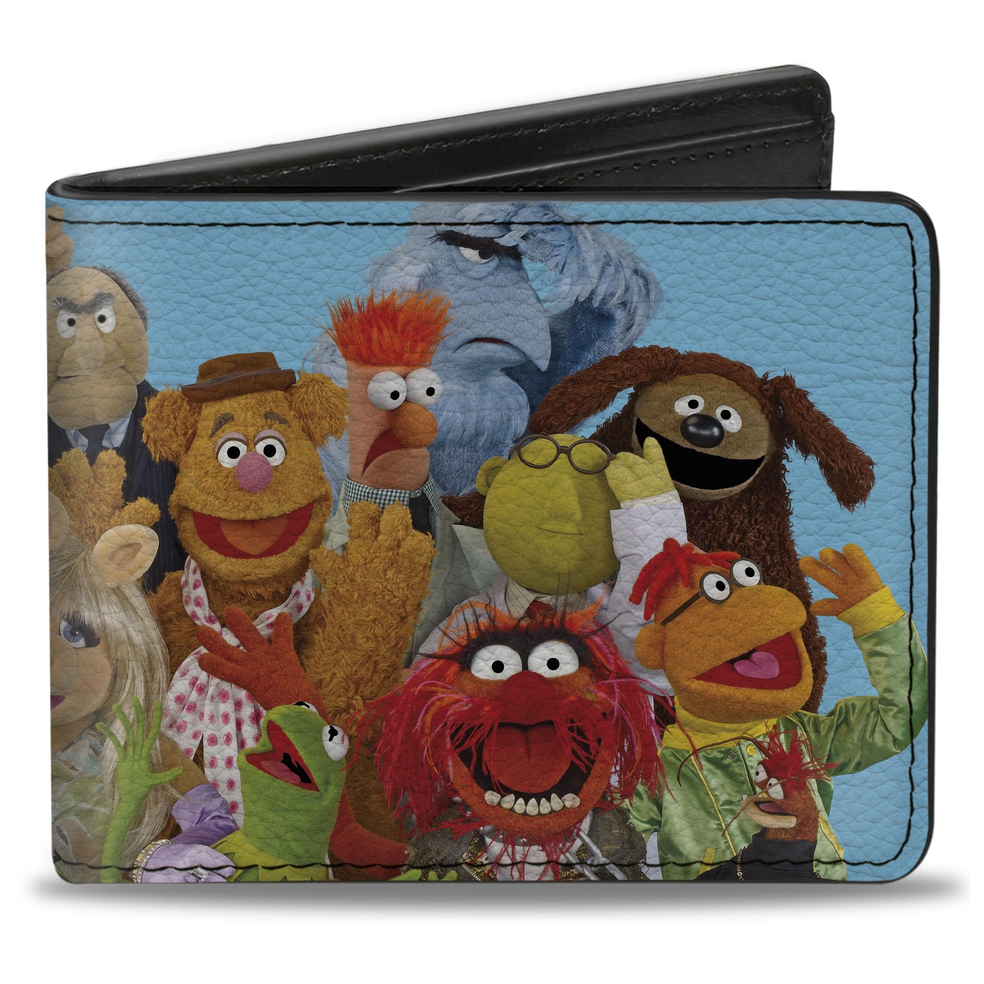 Buckle-Down Disney Wallet, Bifold, The Muppets Character Group Pose Portrait Blue, Vegan Leather