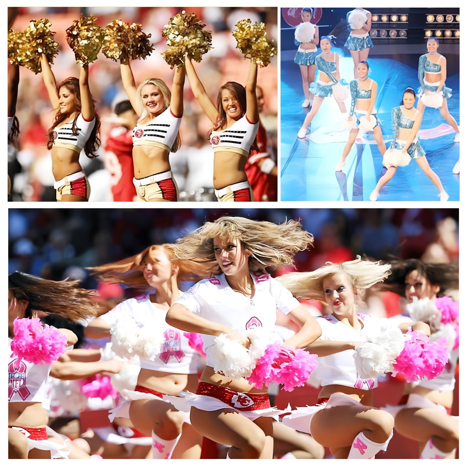Pom Pom Cheerleader 2 Pezzi Pompon Colorati per Ragazze 8 Colori Giallo