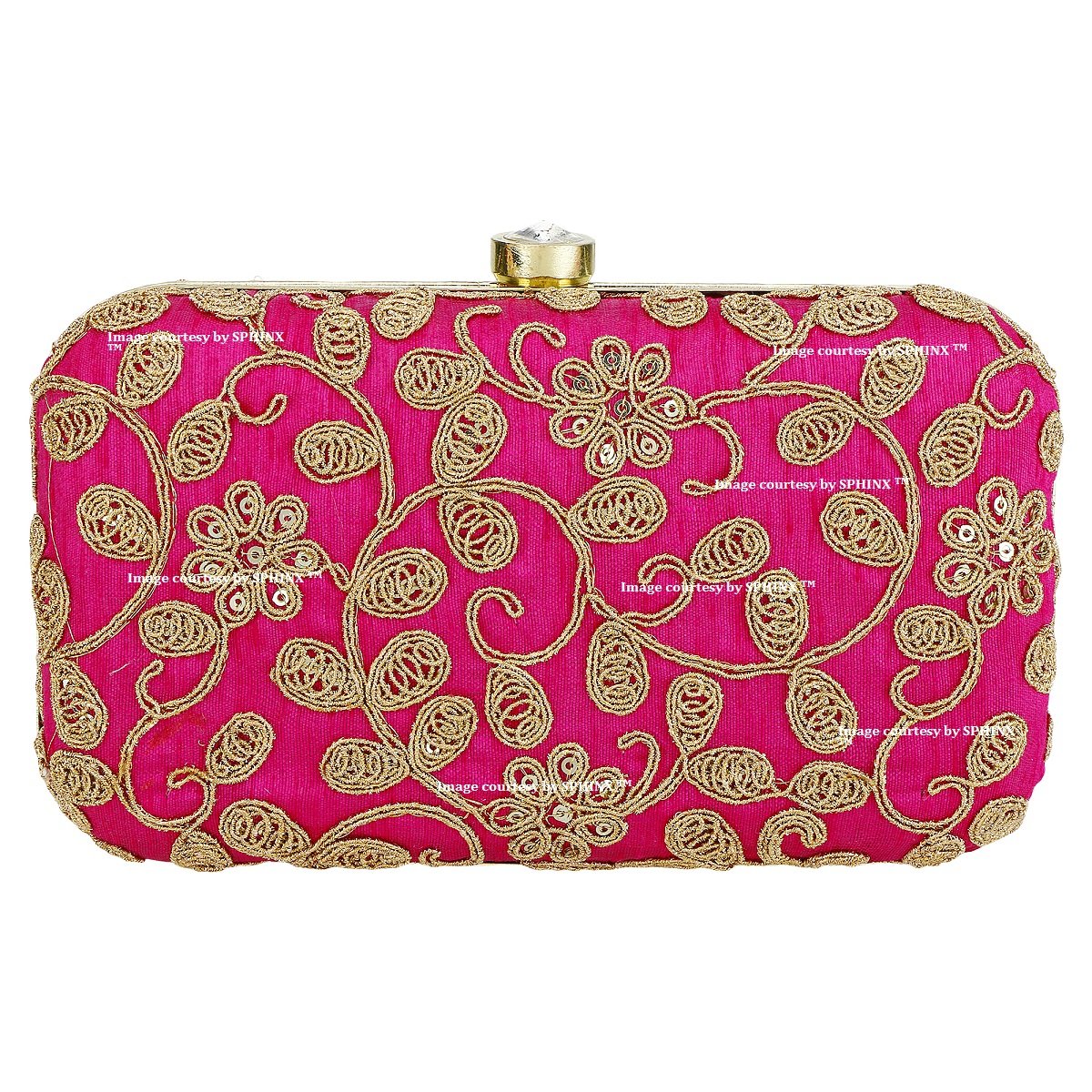 SPHINX Contemporary Handcrafted Ethnic Clutch for Women/Girls - Pink(1 Piece)