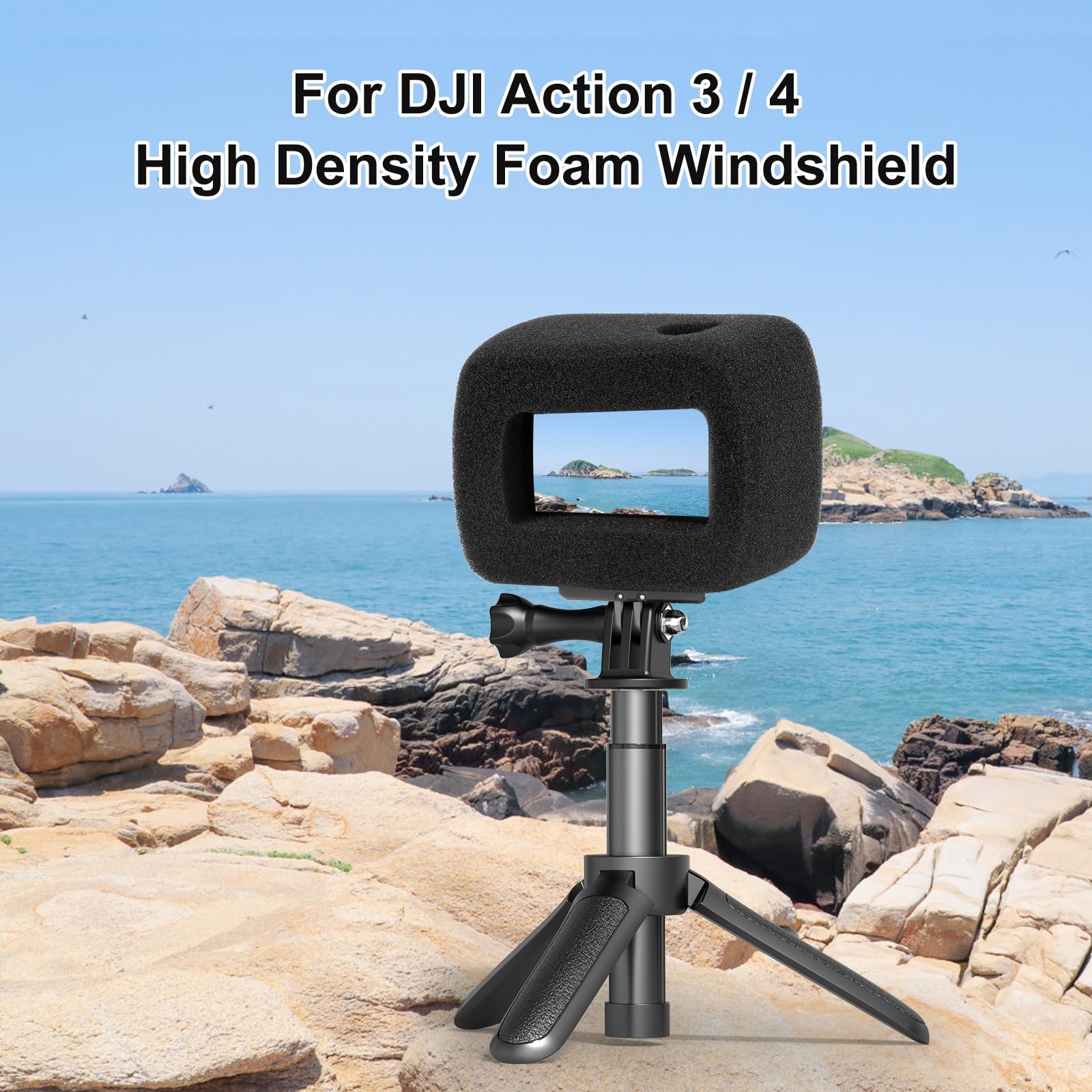PULUZ Schaumstoff-Windschutzscheibengehäuse für DJI Osmo Action 5 Pro/ 4/3,Schaumstoff-Windschutzscheibengehäuse, reduziert Windgeräusche für optimale Audioaufnahme