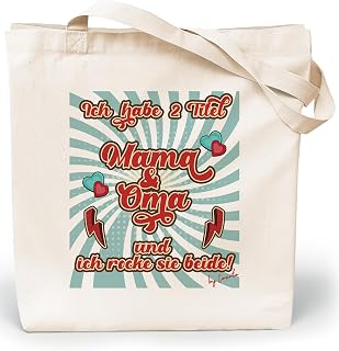 Grandma Bag - Gift for Best Grandma in the World - 100% Cotton Jute Bag Canvas Fabric 220 g/m2 W 35 x H42 x D8cm - Shopping Bag
