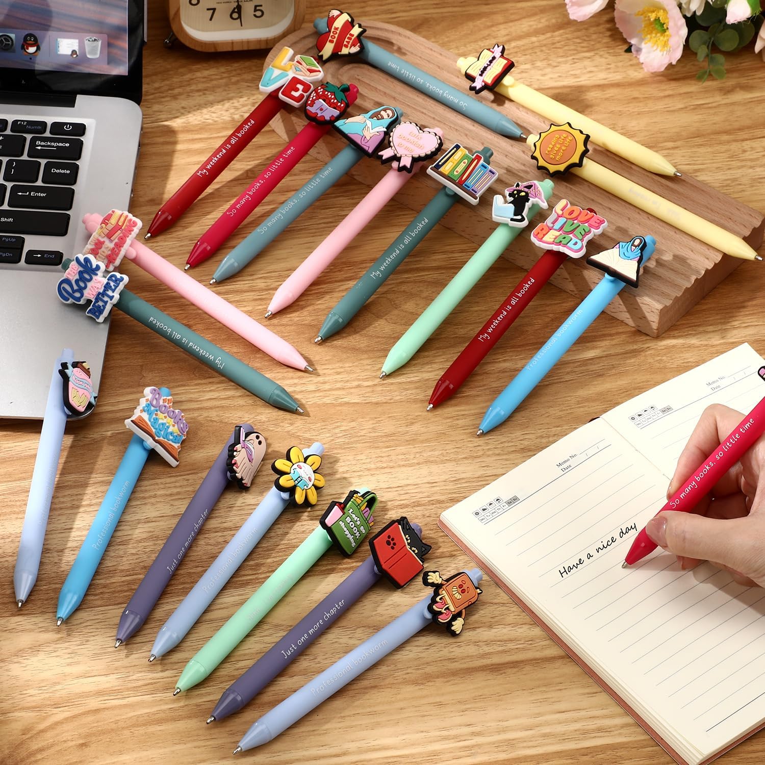 Frienda 60 Pcs Book Lovers Gift Bulk Book Club Ballpoint Pens Funny Retractable Pens Bookish Items Reading Gifts for Teacher Librarians Writers Readers Office Women Men, 21 Styles - Image 4