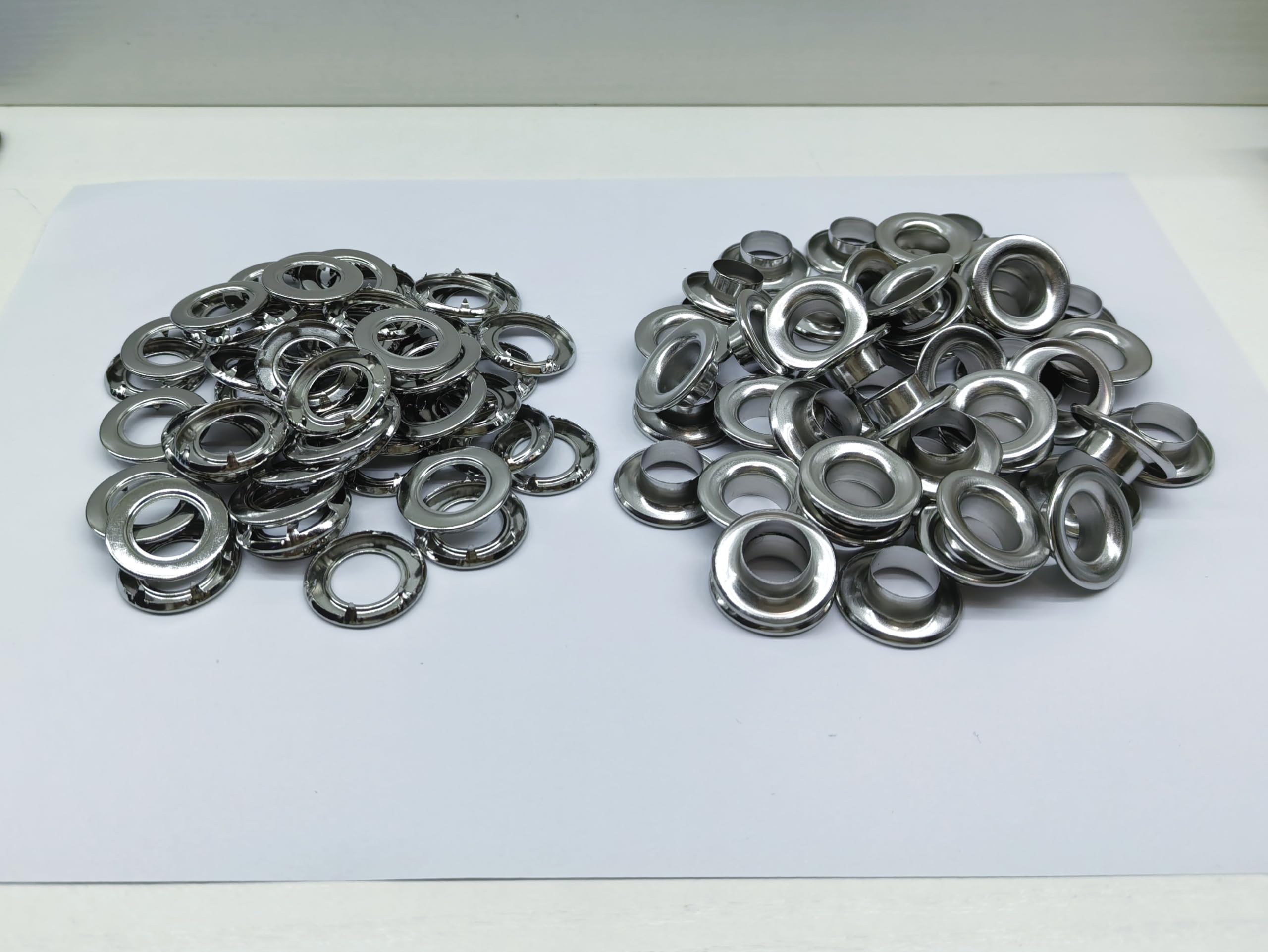 Juego de arandelas y arandelas de acero inoxidable 316 enrolladas – 1/2 pulgada de diámetro interior, ojales resistentes a la corrosión de grado marino, 50 juegos para lonas, lienzo, cuero, uso