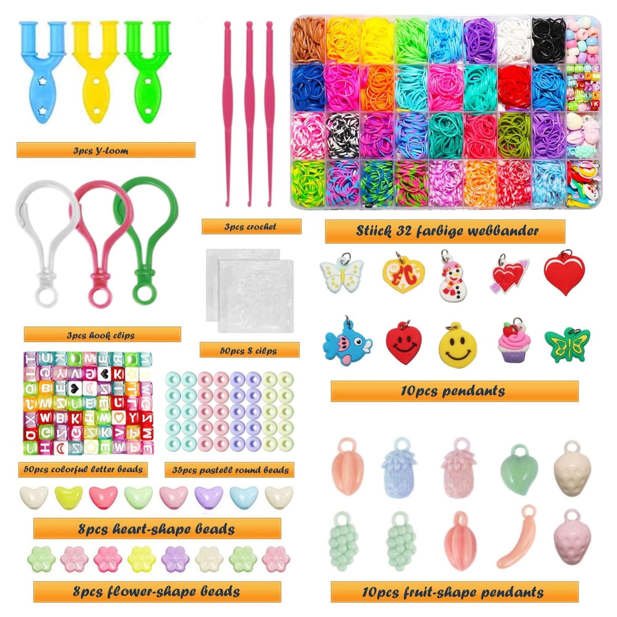 Kit Loom Bands 2000 Elastici Colorati - Gioco DIY Per Braccialetti E