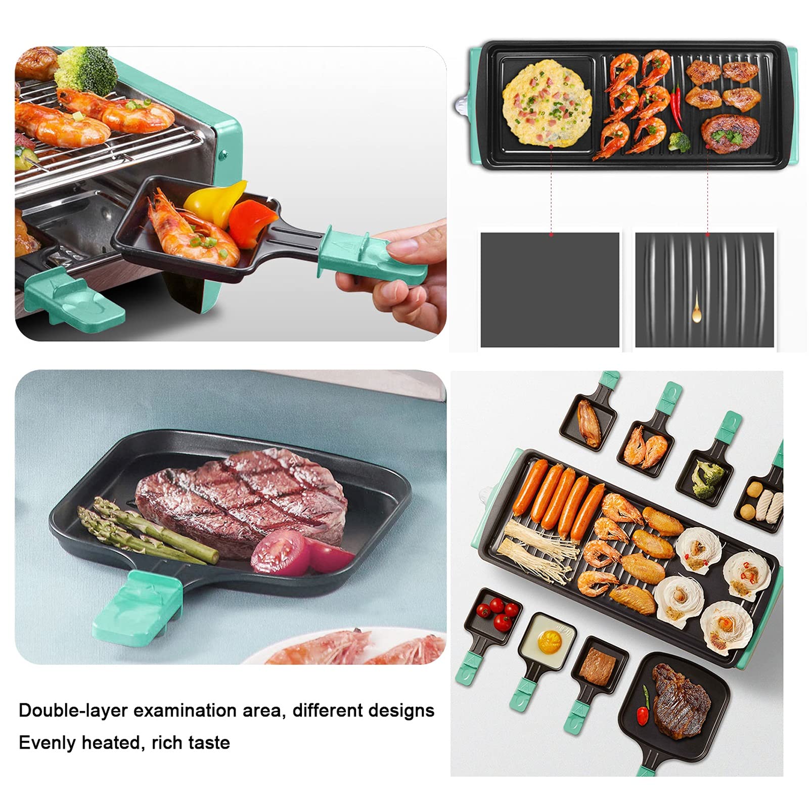 Barbecue Griglia a Carbone Portable 2 in 1 Griglia coreana Bbq Grill Elettrico Griglia regolabile per la temperatura regolabile con takeware antiaderente e 6 paddle Facile da pulire per 1-8 persone Ut