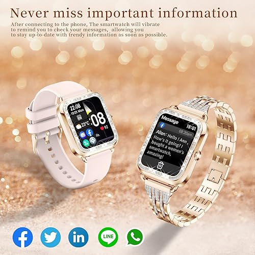 Miniatura 5 de GADIXY Relojes inteligentes para mujer con diamantes (respuestahacer llamadas), pantalla táctil HD de 1.29 pulgadas, reloj inteligente Android,