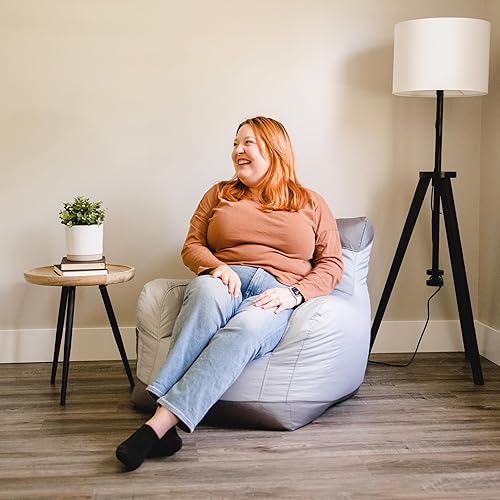 Miniatura 58 de Big Joe Roma - Puf para niños, sherpa de avena y rosa del desierto, gamuza vegana, 2 pies, ligero, recargable, asiento para niños Avena/Rosa del