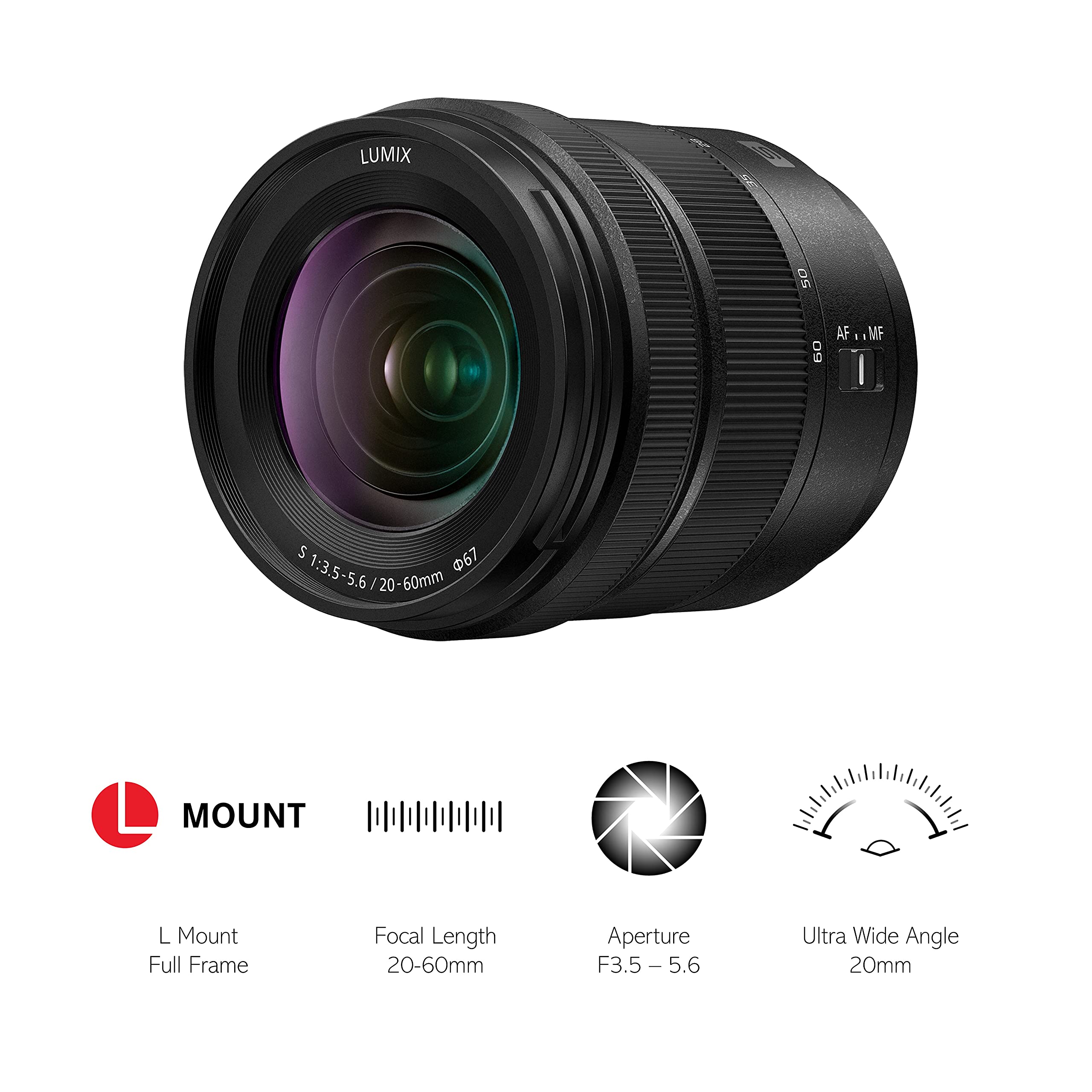 Amazon.com : Panasonic LUMIX S-R2060E Lens (20-60 mm, F3.5-5.6  