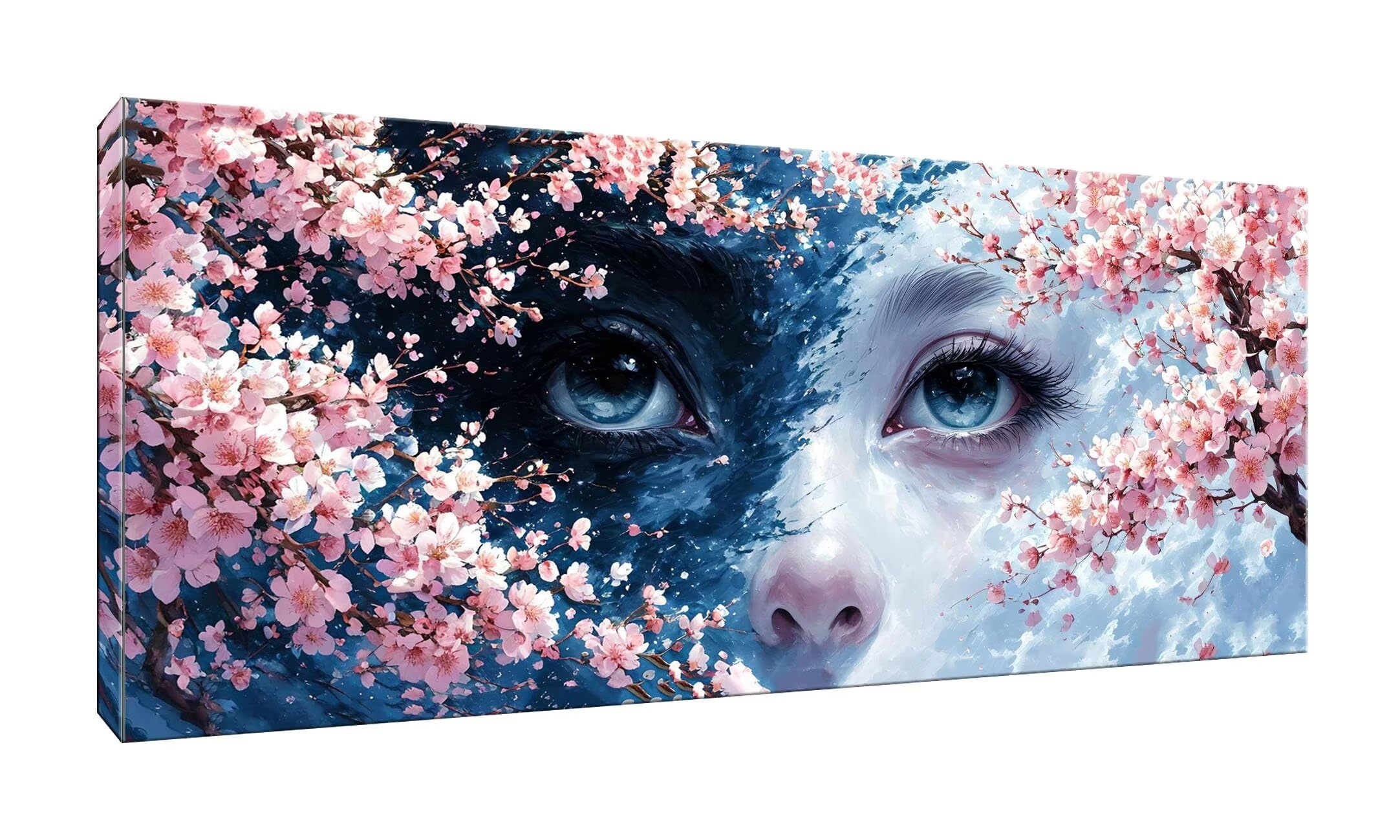 Malen Nach Zahlen Erwachsene xxl, Paint by Numbers Malen Nach Zahlen Blumen Augen, DIY Geschenk Art mit Pinseln und Acrylfarben Handgemalt Ölgemälde Leinwand für Home Décor, Ohne Rahmen 80x160cm W-861