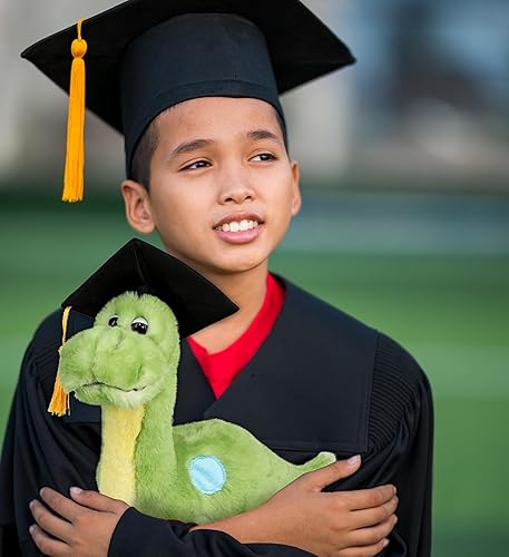 Miniatura 5 de DolliBu Juguete de peluche de graduación de dinosaurio verde – Peluche de peluche súper suave con bata y gorra con traje de borla, regalo de