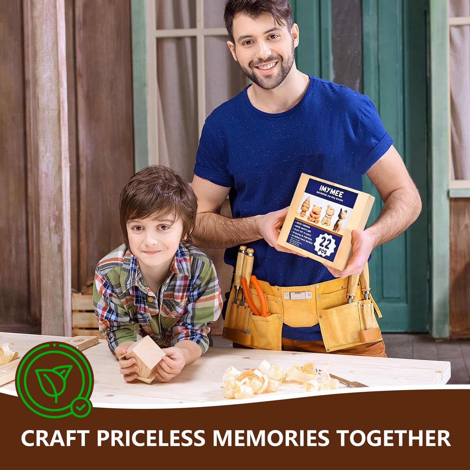 Basswood Carving Blocks-22PCS Whittling Wood Blocks Wood Carving Kit with 3 Different Sizes,Soft Basswood for Whittling, Easy to Use for Kids and Adults
