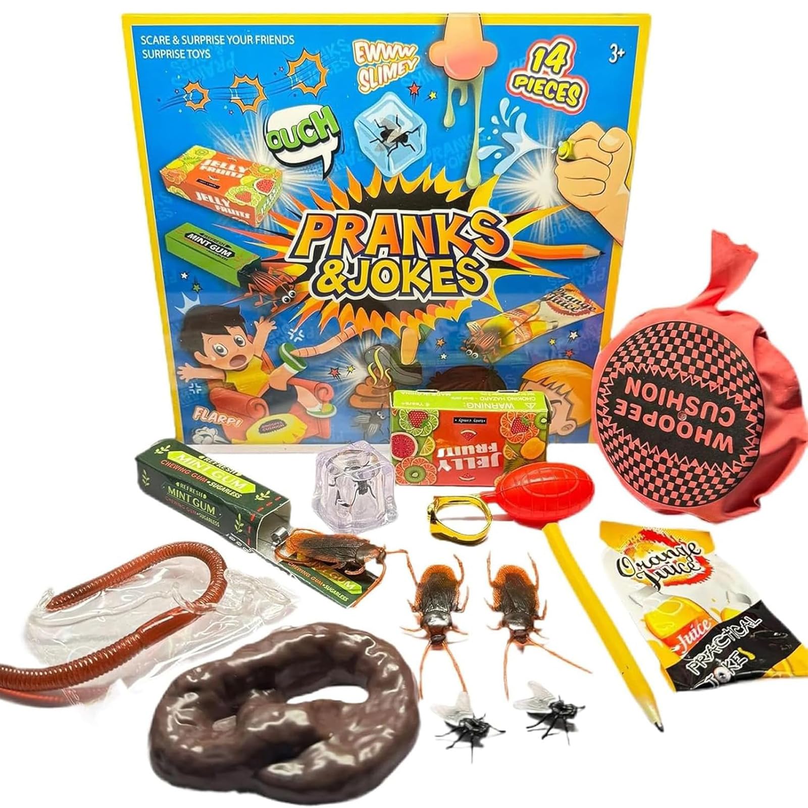 14Pcs Prank Kit with Fun Practical Jokes, Prank Set for Parties, Family Gatherings, and Game Nights, Prank Gift Box and Adults