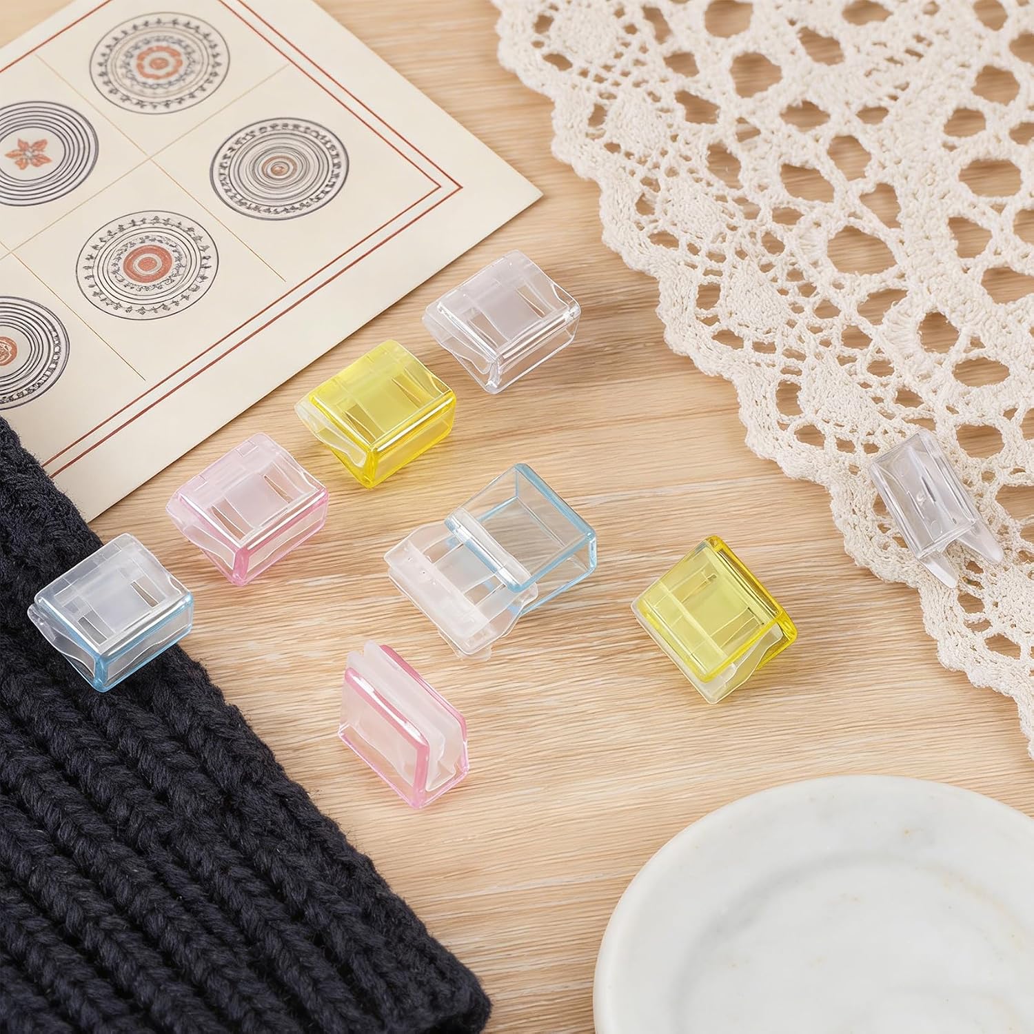 40pcs Adjustable Hem Clips for Pants, No Slip Shortening Pants Hem Clips for Length, Transparent Decorative Adjuster Clothes Pins for Sleeves Jeans Dress Trousers- 4 Colors