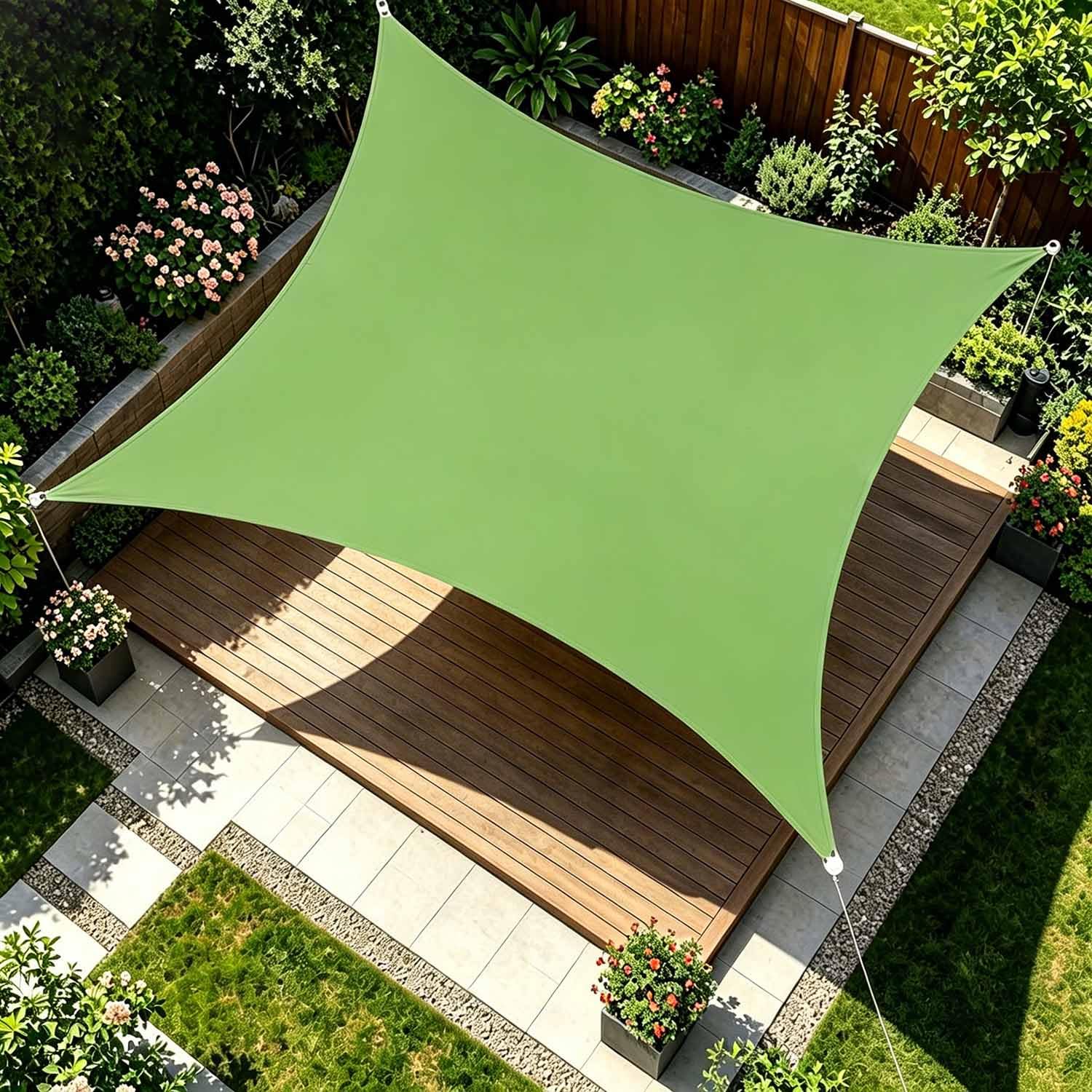 Ffsaacol Shade Sails Rectangle, Sun Shade Sail for Garden with Ropes, Shade Sail Canopy Waterproof UV Block Fabric, for Patio Lawn Garden Carport Backyard Deck Pergola 6, 16x20FT/5x6m