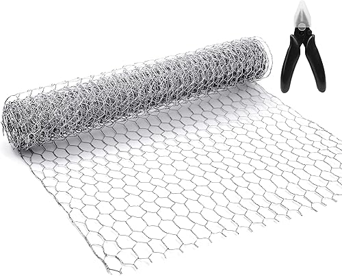 Red de alambre de pollo para proyectos de manualidades, 8 hojas de alambre hexagonal galvanizado ligero de 13.7 pulgadas x 40 pulgadas x 0.63