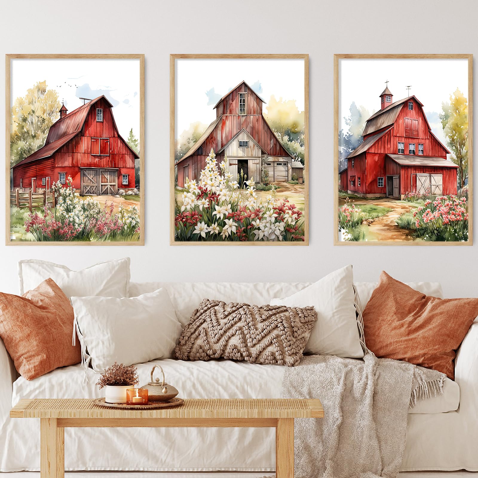 Produktbild von Rustikale Rote Scheunen-Wandkunst - Verschneite Weihnachten Leinwanddruck Für Bauernhausdekor