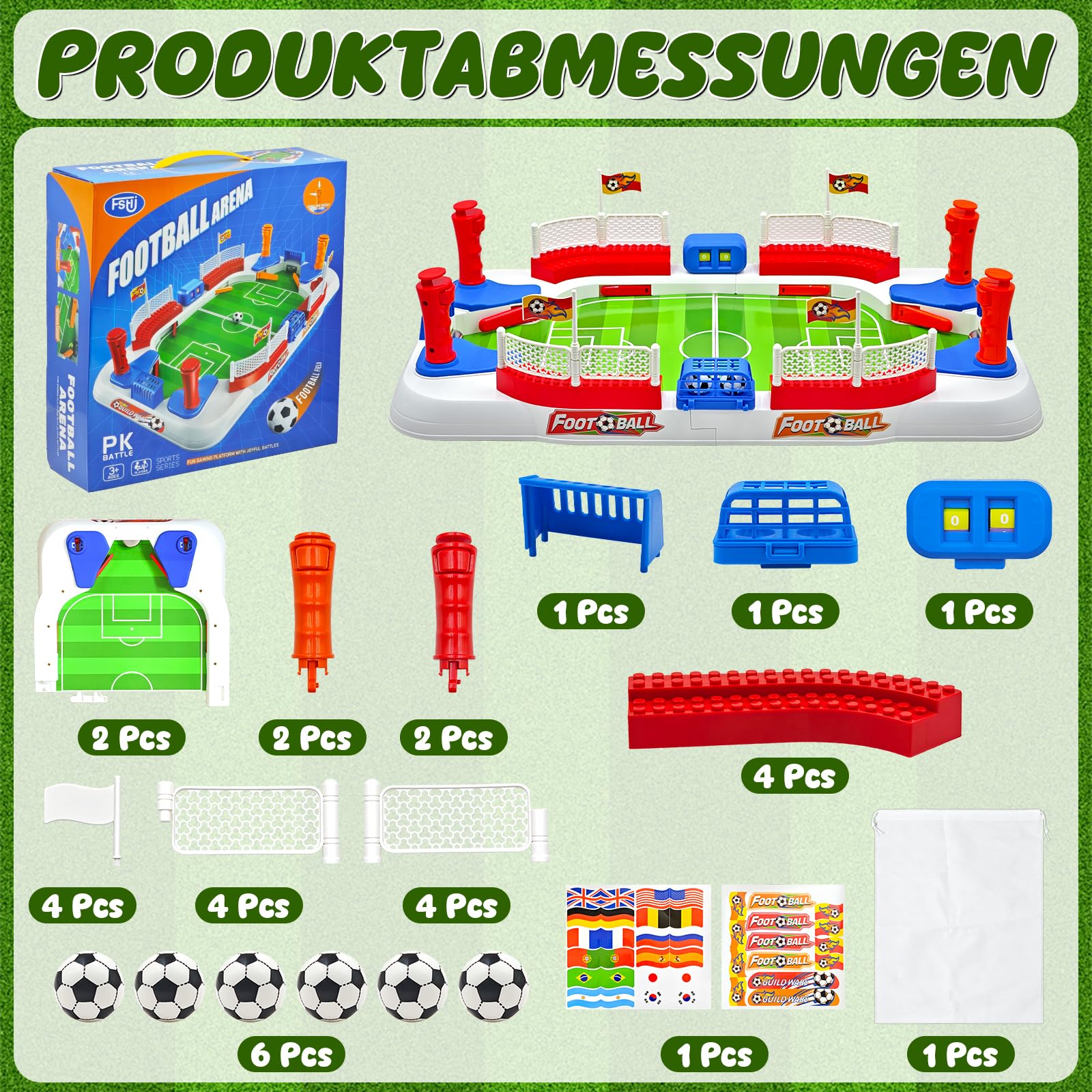 Mini Tischkicker Set, Tischfussball Kinder Brettspiel, Mit 6 Fußball Und Aufbewahrungstasche Handpunktezähler Aufkleber, Interaktives Fussballspiel Zur Geeignet Für Jungen 5-12 Jahre