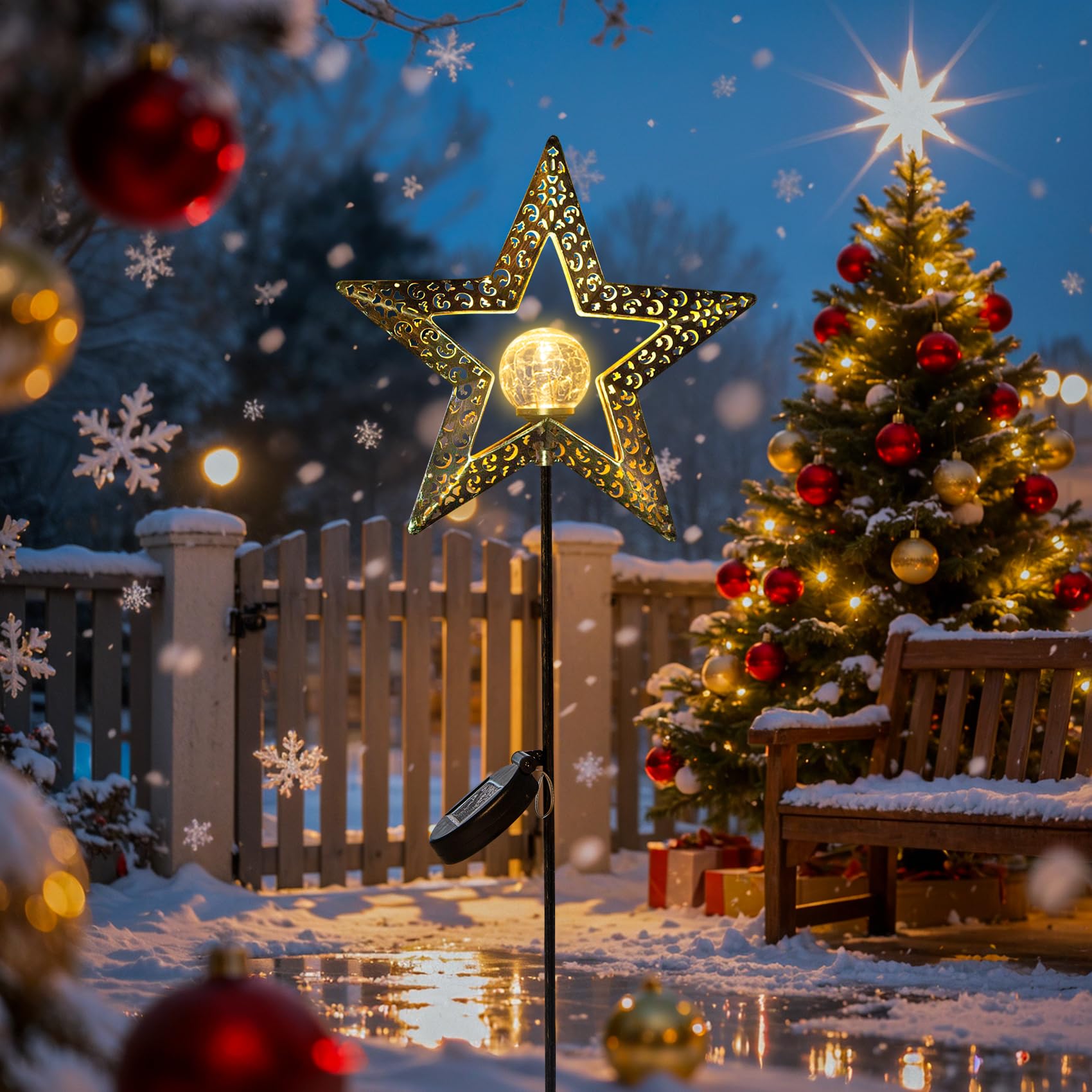 TAKE ME Star Solar Lights Garden Outdoor Decor Waterproof Metal Solar Stakes Lights for Patio Yard Walkway Lawn Patio Mothers Day Garden Gifts Mom Wife Grandma