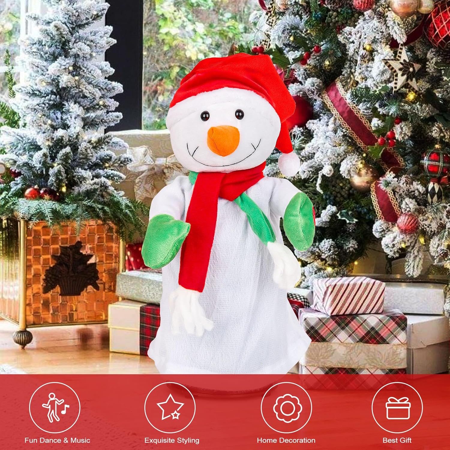 Electric Snowman Toy with Singing, 360° Rotating Dancing - Christmas Animatronics Musical Snowman, Christmas Doll for Xmas Gift, Indoor Festive Decoration